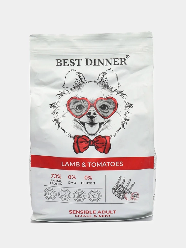 Корм сухой Best Dinner Adult Mini для мелких пород собак, ягненок с томатами, 3 кг