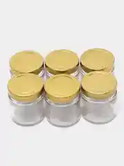 Золотой банка с крышкой стеклянная для свечей, сыпучих, конфет, специй, мёда, 6 штук по 200 мл