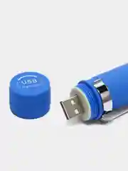 Синий фонарик ручной с USB-зарядкой и зумом, светодиодный