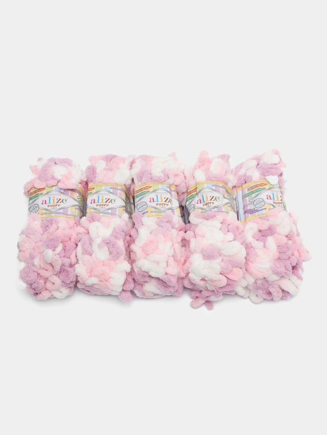 Сиреневый пряжа Alize Puffy Color, петельки, 5 штук, микрополиэстер