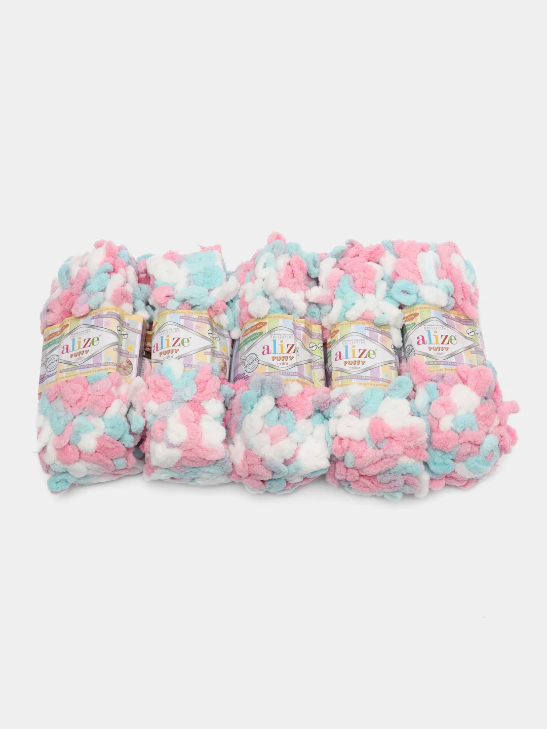 Ледяной пряжа Alize Puffy Color, петельки, 5 штук, микрополиэстер