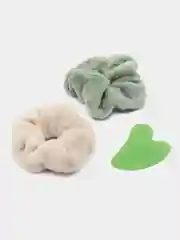 Зеленый скребок гуаша + 2 резинки