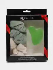 Зеленый скребок гуаша + 2 резинки