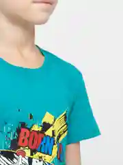 Бирюзовый футболка детская для мальчика, с принтом