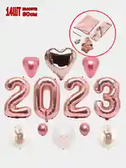 Пудровый воздушный шар фольгированный, цифра, Новый год 2023, набор украшений для нового года