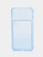 Синий чехол iPhone 11, 15 Pro, 14 Max, 13, 12, XR, XS, 6, 7, 8 Plus, SE, с карманом для карт, прозрачный