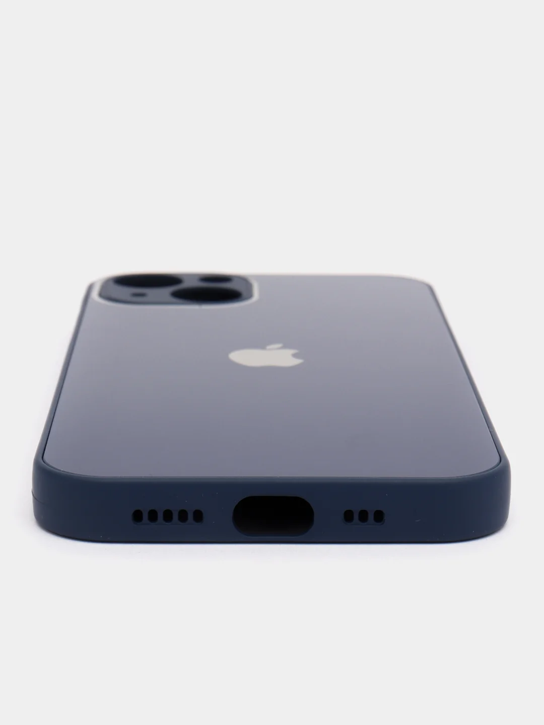 Темно-синий чехол iPhone 11, 12, 13 Pro Max, 14 Plus, твердый пластиковый глянцевый под стекло