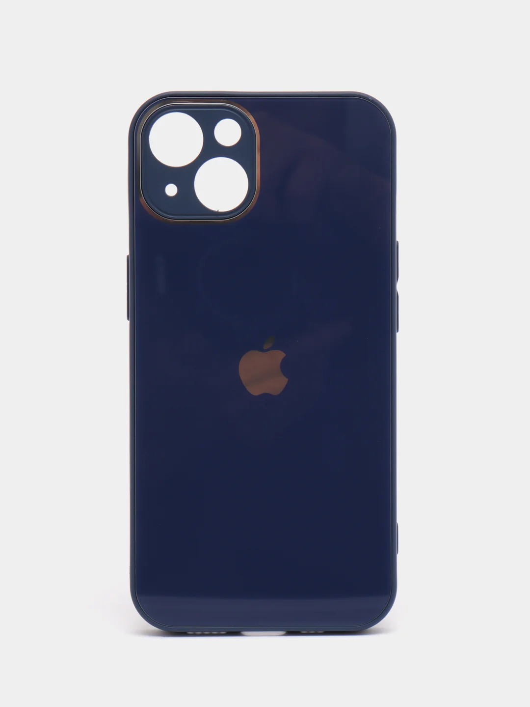 Темно-синий чехол iPhone 11, 12, 13 Pro Max, 14 Plus, твердый пластиковый глянцевый под стекло
