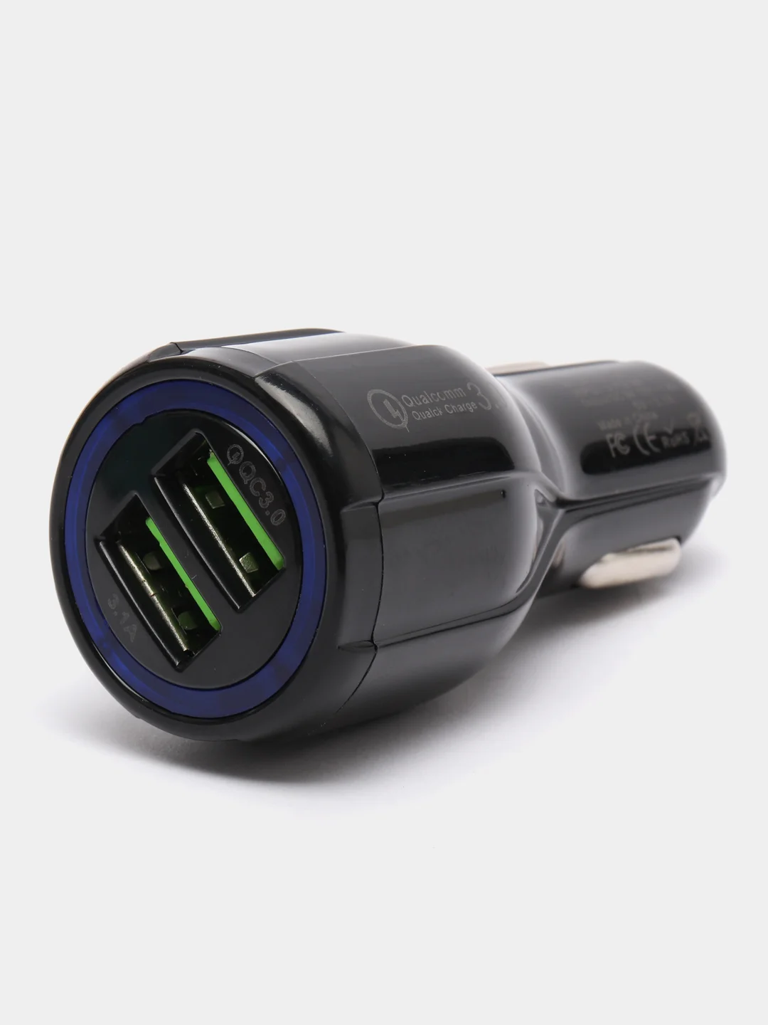 Черный адаптер питания автомобильный USB, 5V (автомобильное зарядное устройство от прикуривателя)