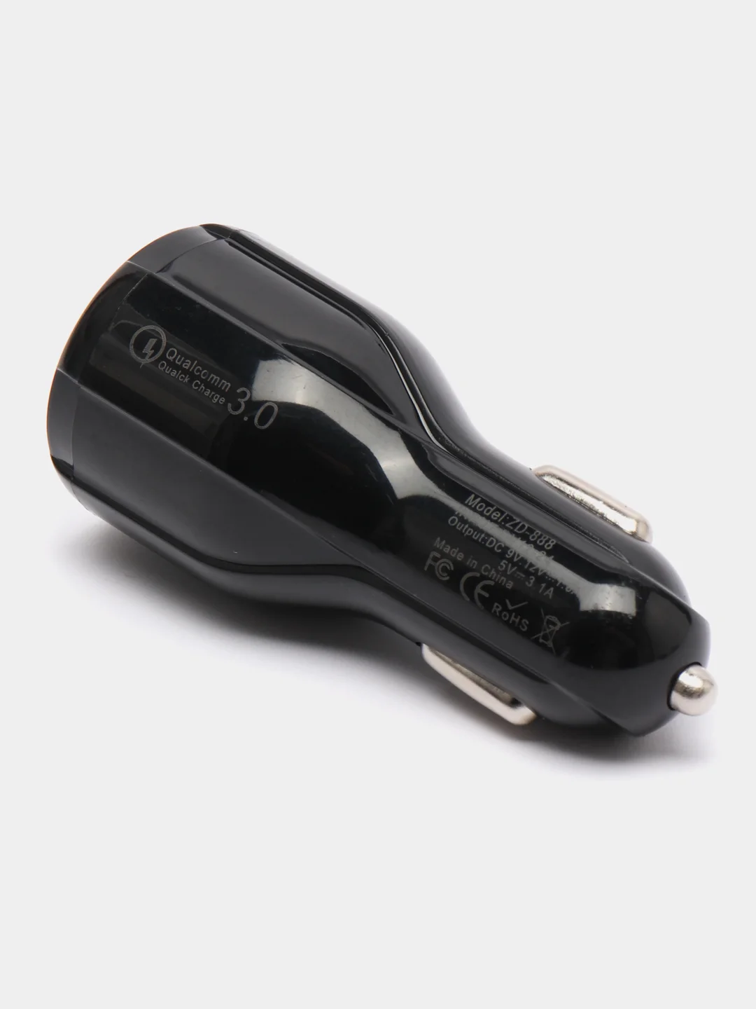 Черный адаптер питания автомобильный USB, 5V (автомобильное зарядное устройство от прикуривателя)