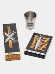 Хром подарочный мужской набор: стопки 3шт, карты, домино