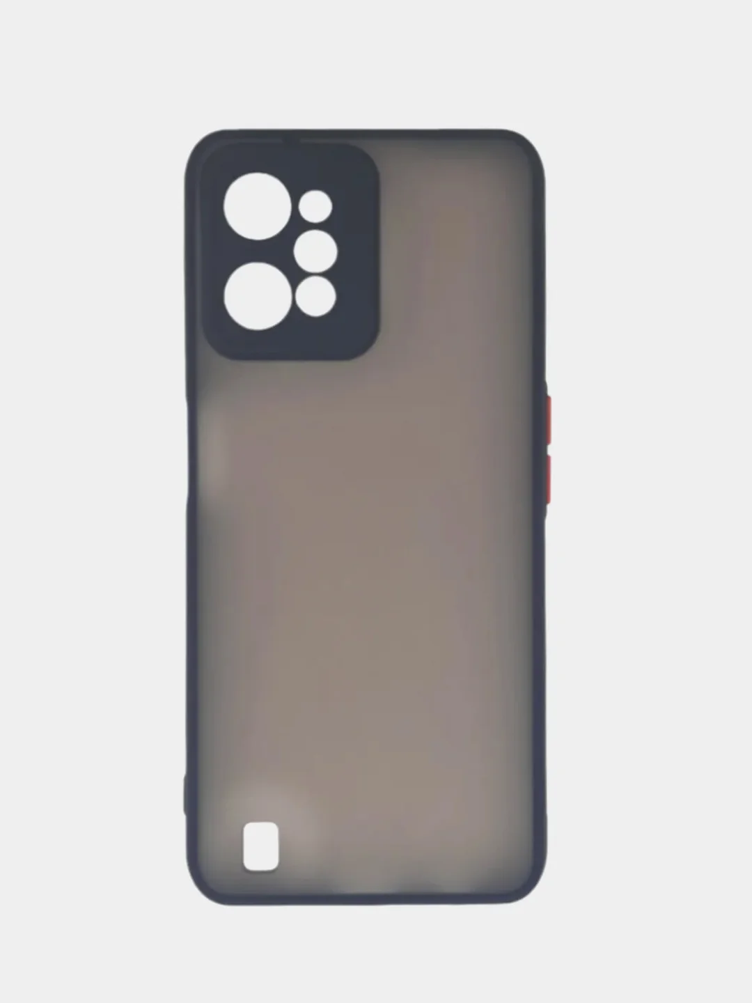 Черный чехол пластиковый для Realme C31 / Реалми С31 матовый, с цветными кнопками