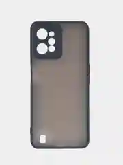Черный чехол пластиковый для Realme C31 / Реалми С31 матовый, с цветными кнопками