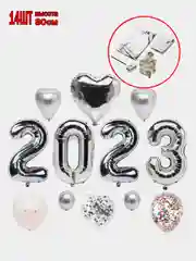 Хром воздушный шар фольгированный, цифра, Новый год 2023, набор украшений для нового года