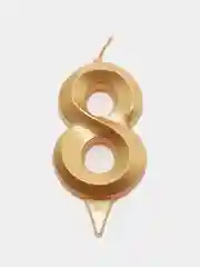 Свеча в торт "Грань", цифра "8", золотой металлик, 7,8 см