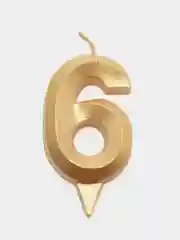 Свеча в торт "Грань", цифра "6", золотой металлик, 7.8 см