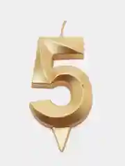 Свеча в торт "Цифра 5", золотой металлик, 7,8 см