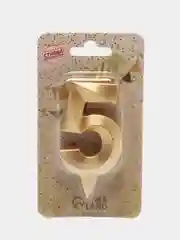 Свеча в торт "Цифра 5", золотой металлик, 7,8 см