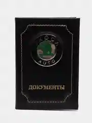 Черный обложка для документов, с логотипом авто, с отделением для паспорта и карт