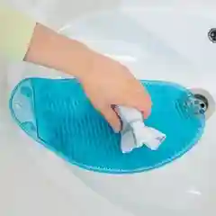 Голубой коврик для стирки, силиконовый, на присосках
