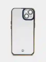 Голубой чехол для iPhone 12, 13, силиконовый, прозрачный, с цветными бортиками
