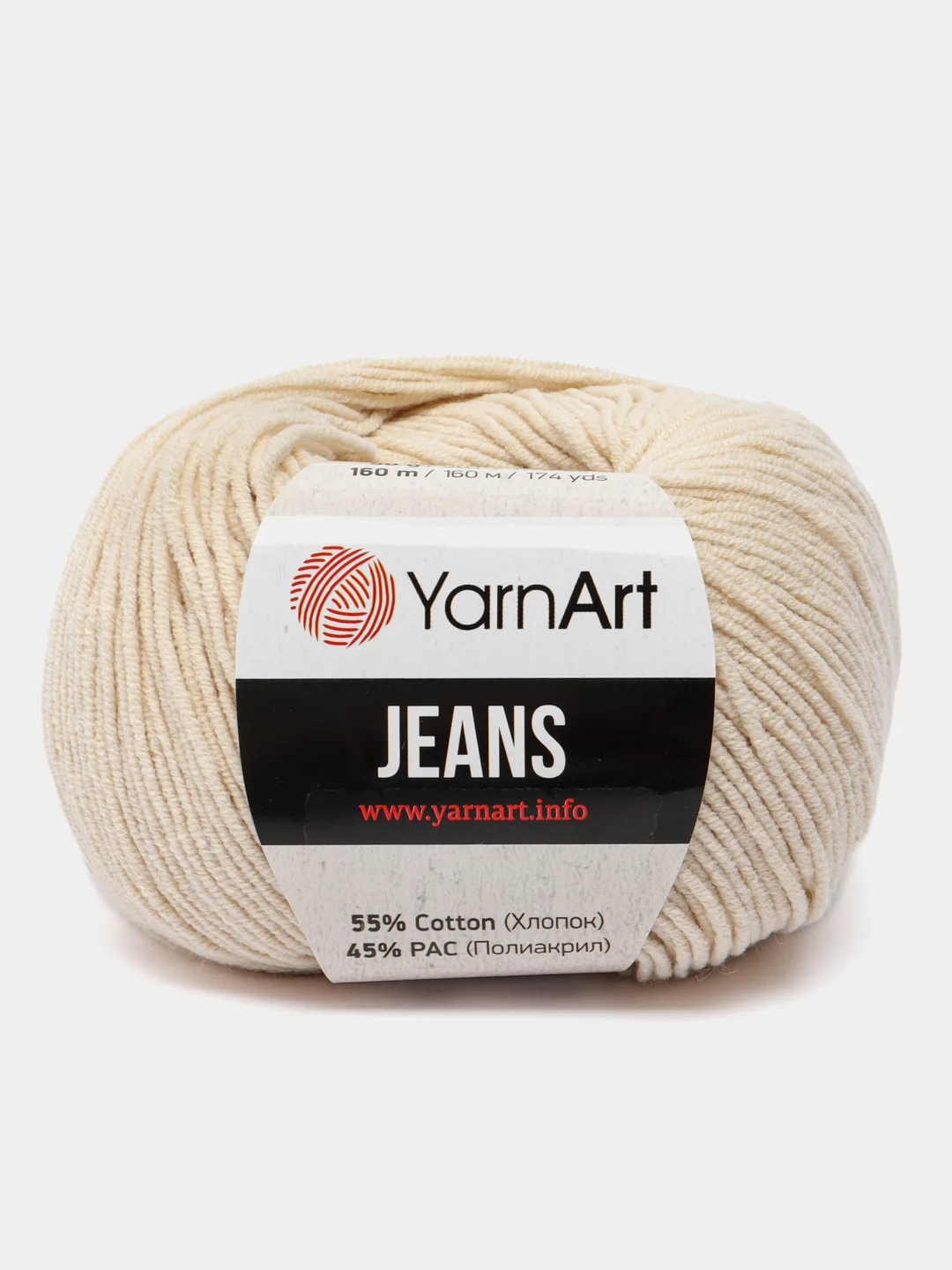 Бежевый пряжа YarnArt Jeans, 55% Хлопок, 45% Акрил, 50 г, 160 м  (часть1) Ярн Арт Джинс