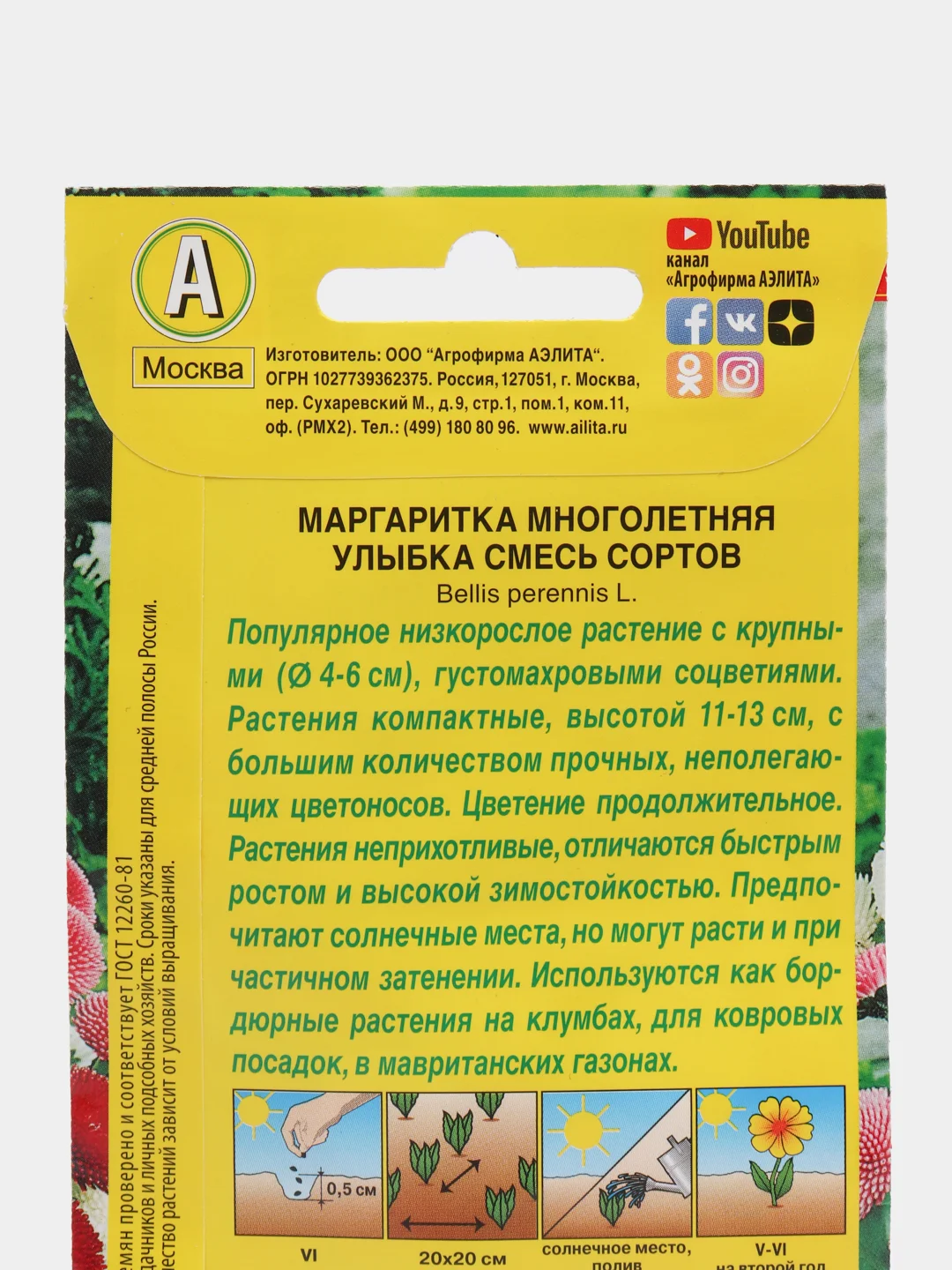 Маргаритка Улыбка (семена,цветы)