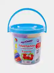 Пластилин в ведерке ЮНЛАНДИЯ "ПОДВОДНЫЙ МИР", 3 формочки, 5 цветов, 300 г