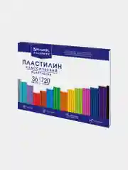 Пластилин классический BRAUBERG, 36 цветов, со стеком, доска для лепки А4, 720 г