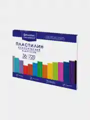 Пластилин классический BRAUBERG "АКАДЕМИЯ ХИТ", стек, 36 цветов, 720 г