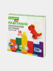 Пластилин классический BRAUBERG KIDS, 10 цветов, 200 г, СО СТЕКОМ, 106504