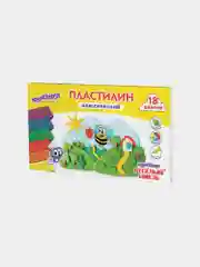 Пластилин классический ЮНЛАНДИЯ "ВЕСЁЛЫЙ ШМЕЛЬ", 18 цветов, 360 грамм, стек