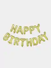 Золотой шары-гирлянда "Happy Birthday" - "С Днем Рождения", большие 40 см, с лентой и трубочкой