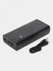 Черный power bank 40w, быстрая зарядка, 20000 мАч, type-С