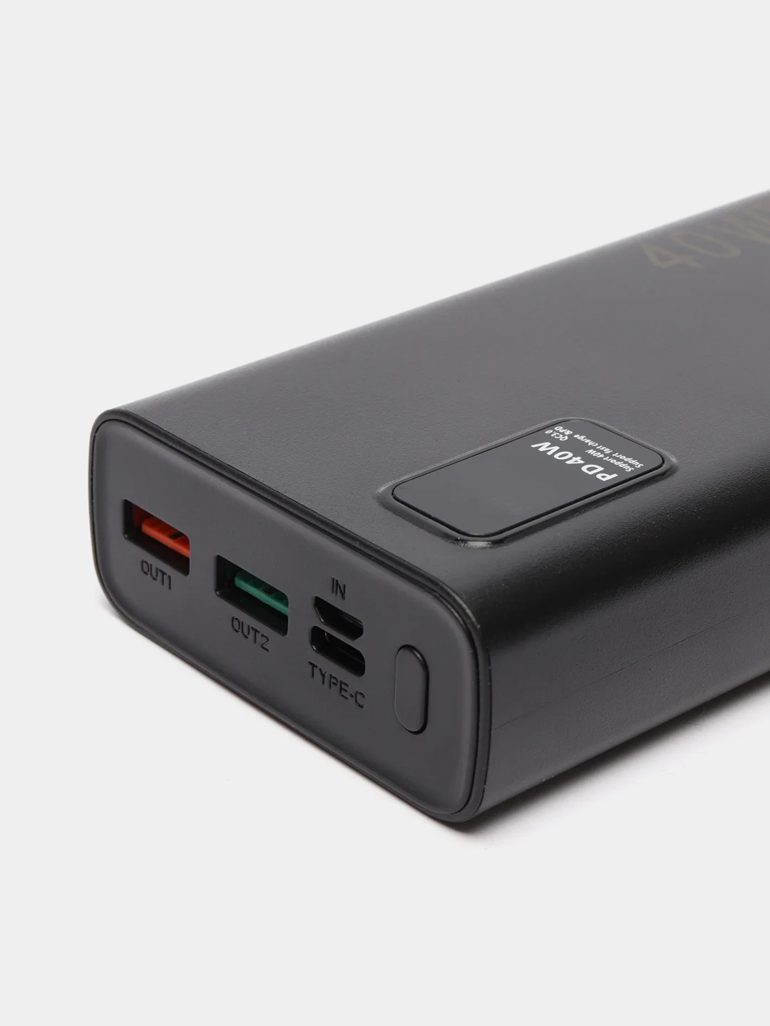 Черный power bank 40w, быстрая зарядка, 20000 мАч, type-С