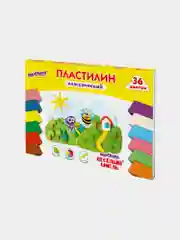 Пластилин классический ЮНЛАНДИЯ "ВЕСЁЛЫЙ ШМЕЛЬ", 36 цветов, 720 грамм, стек