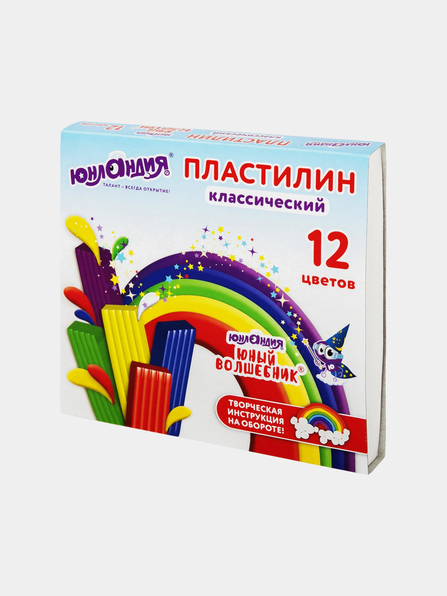 Пластилин классический ЮНЛАНДИЯ "ЮНЫЙ ВОЛШЕБНИК", 12 цветов, 240 г, СО СТЕКОМ, 106506