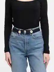 Черный женский ремень без пряжки "Daisy Denim"