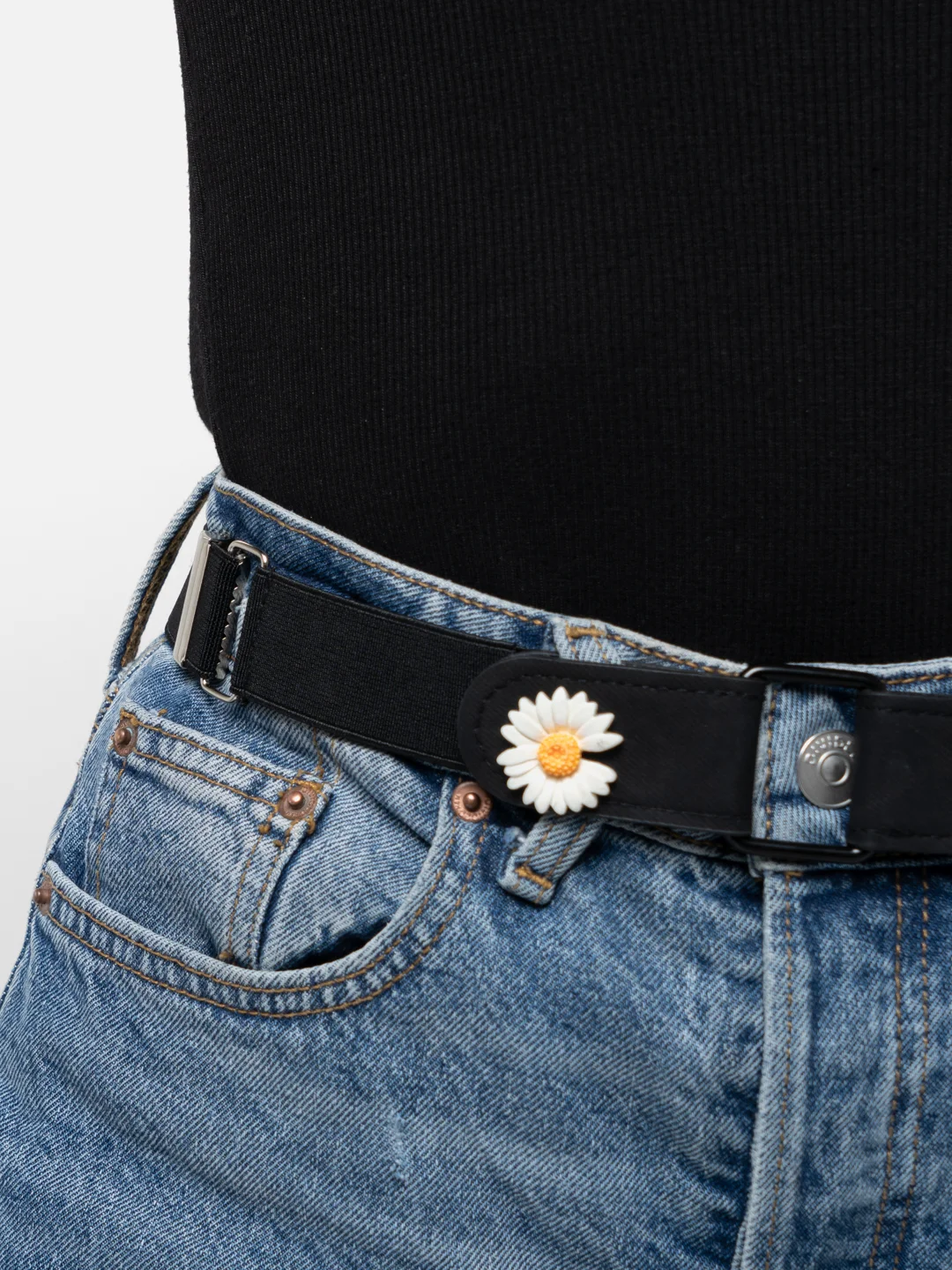 Черный женский ремень без пряжки "Daisy Denim"