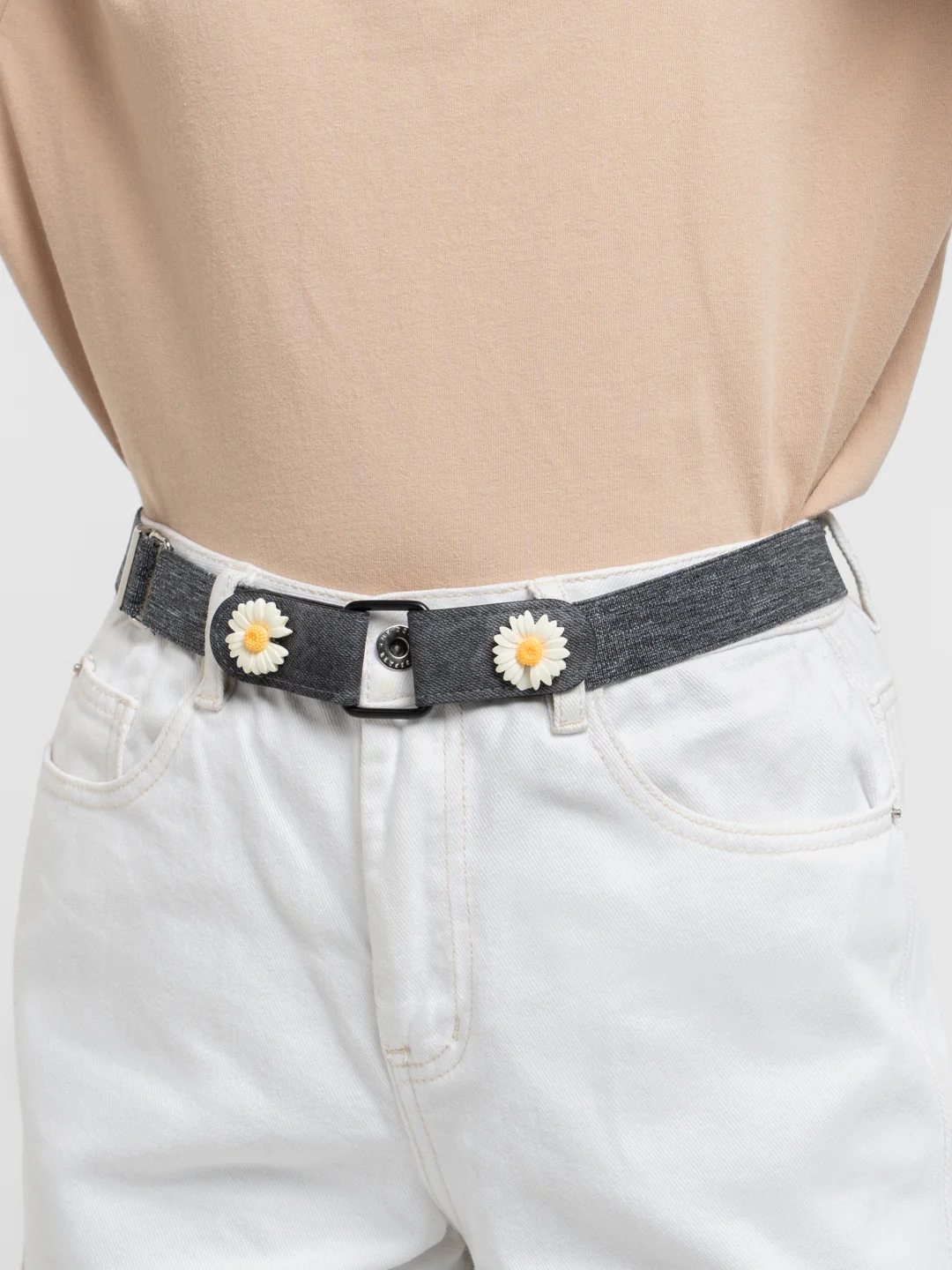 Серый женский ремень без пряжки "Daisy Denim"