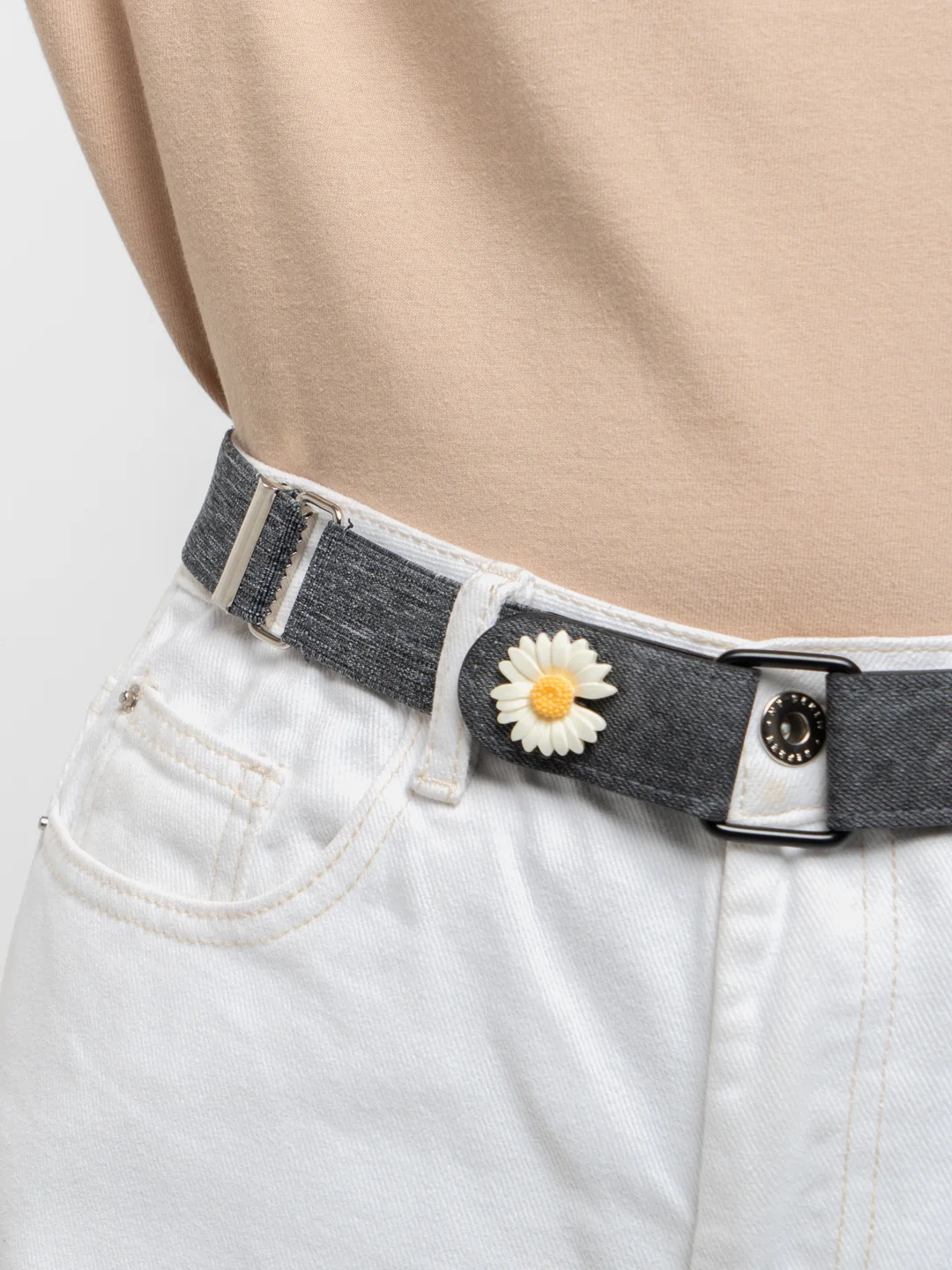 Серый женский ремень без пряжки "Daisy Denim"