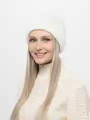 Белый зимняя шапка, теплая женская шапка на зиму