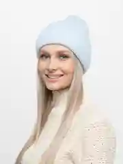 Голубой зимняя шапка, теплая женская шапка на зиму