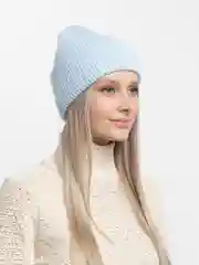 Голубой зимняя шапка, теплая женская шапка на зиму