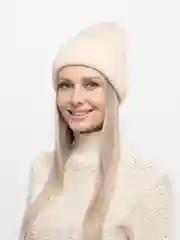 Бежевый зимняя шапка, теплая женская шапка на зиму