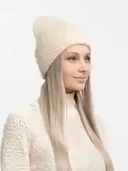 Бежевый зимняя шапка, теплая женская шапка на зиму