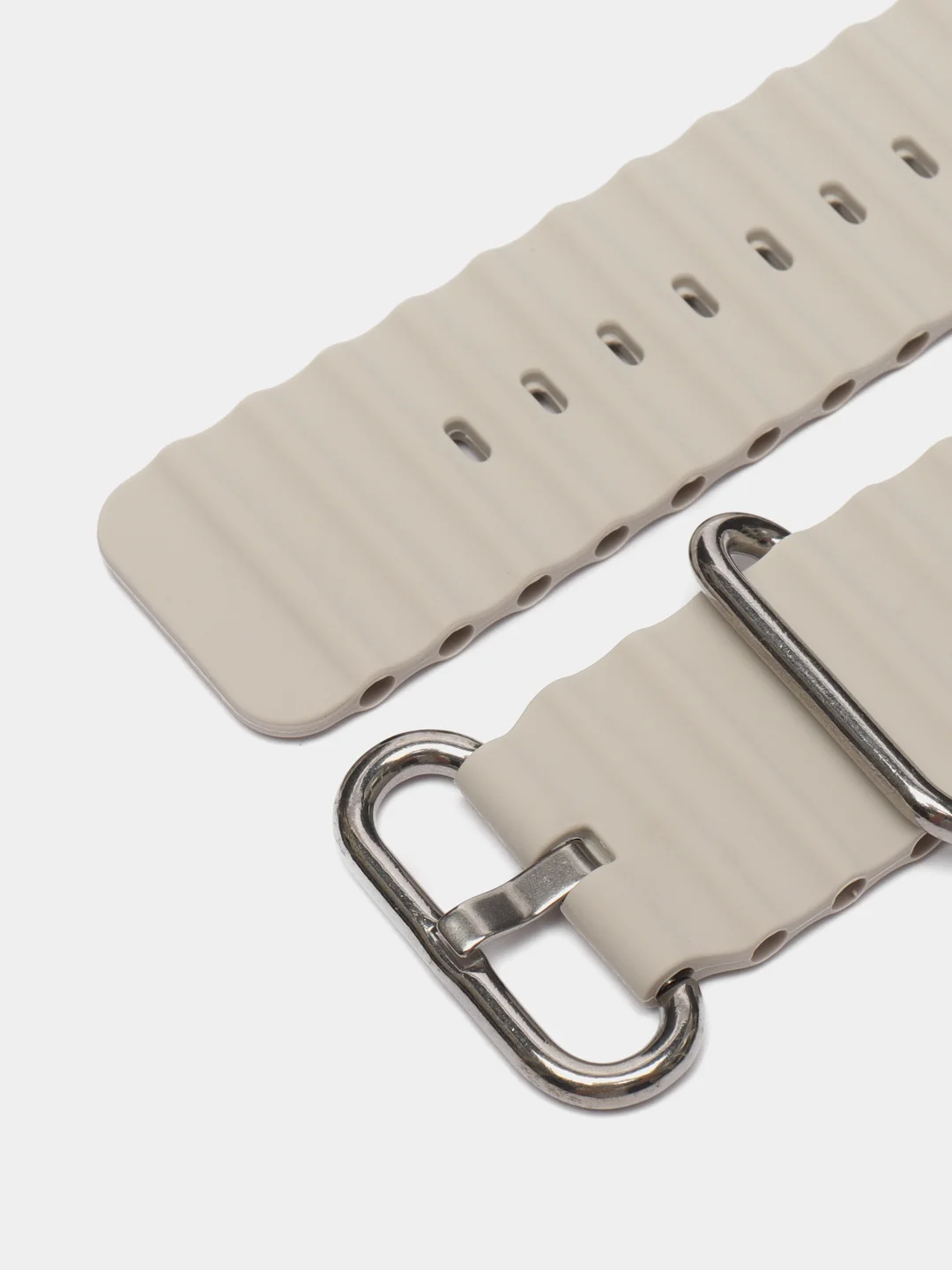 Бежевый силиконовый ремешок Ocean band 8 Ultra для смарт-часов Apple Watch, 44-45 мм