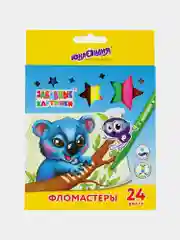 Фломастеры ЮНЛАНДИЯ 24 цвета, "ЗАБАВНЫЕ КАРТИНКИ", вентилируемый колпачок, картон, 151680