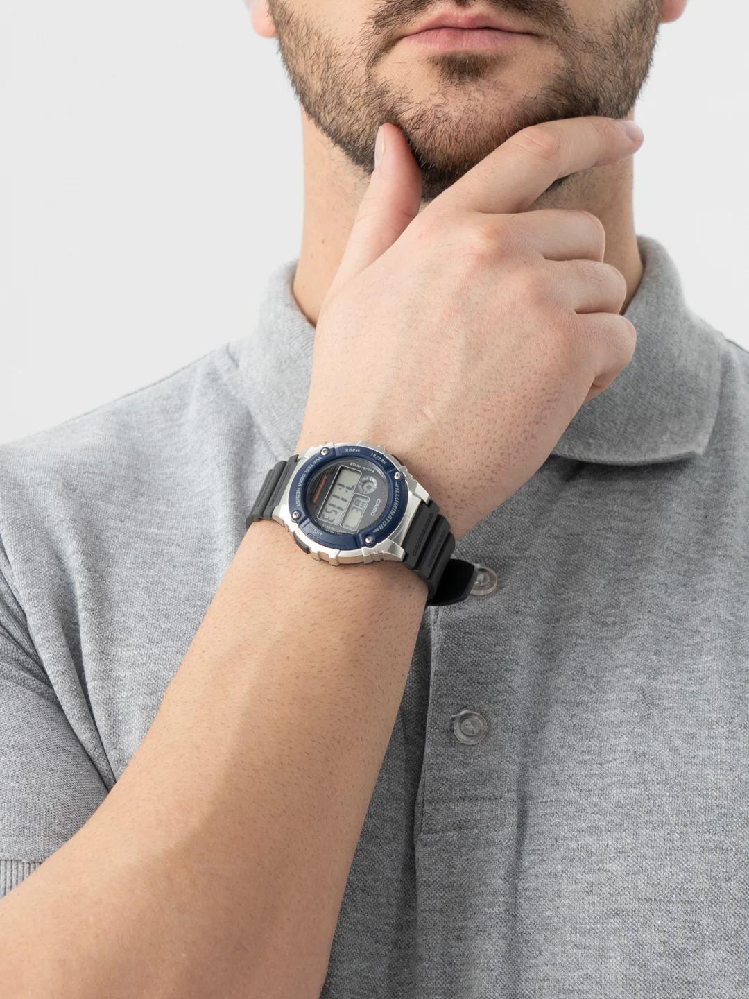 Синий наручные часы Casio Collection W-216H, 3 вида