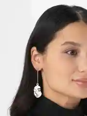 Серебряный серьги "Лица", длинные, гвоздики